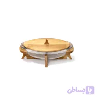 سوفله خوری پیرکس وارمر دار با درب و استند چوب راش مدل اووال