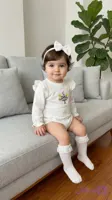 بادی سفید آستین بلند گل لاله