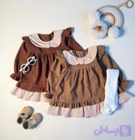 پیراهن مخمل کبریتی پرنسسی کودک مناسب ۶ ماه تا ۳ سال
