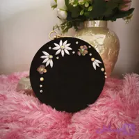 کیف زنانه مجلسی کیف دست ساز کیف پارچه ی مشکی کیف مخمل