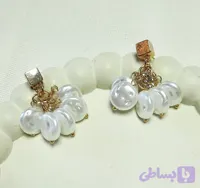 گوشواره میخی با آویز مروارید و سنگ