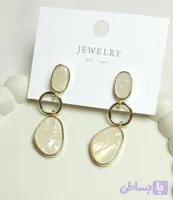 گوشواره سنگی رنگ ثابت با میخ نقره