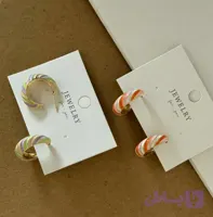 گوشواره حلقه ای سبز میناکاری میخی