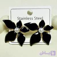 گوشواره گل مشکی میناکاری