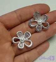 گوشواره آبکاری نقره گل