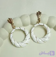 گوشواره میناکاری حلقه ای و میخ نقره