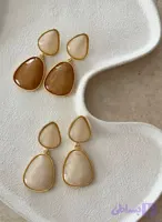 گوشواره طرح سنگ کرم رنگ