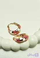 گوشواره حلقه ای ژوپینگ صورتی طرح میناکاری رنگ ثابت ضدحساسیت