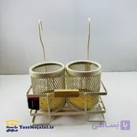 جاقاشقی دوقلو آویز رنگ کرم مدل توری