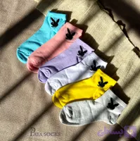 جوراب دخترانه ساده طرح bunny پک 6 رنگ