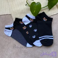 جوراب مچی دخترانه طرح تدی تم مشکی