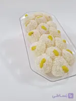 شیرینی باسلوق صدفی هسته با مغز بادام