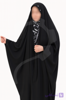 چادر عربی جده آستین دار کن کن زنانه اربعین پارچه مشکی