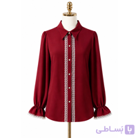 شومیز مشکی زنانه کرپ تابستانه خنک دکمه دار مجلسی سایزبندی