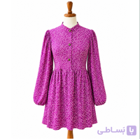 شومیز زنانه نخی تابستانه خنک دکمه دار گلگلی سایزبندی بنفش