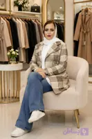 کت پاییزه زنانه چهارخانه شیک