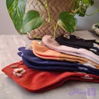 جوراب مچـی نخی زنانه با گـلای برجسـته ایرانی