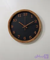ساعت دیواری گرد چوبی با حلقه چوب طبیعی روس