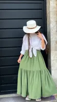 دامن بلند دو طبقه تک چین زنانه و‌ دخترانه
