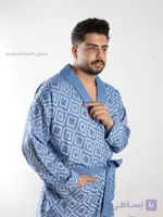 حوله تنپوش نخی کلاهدار ژاکارد طرح گلبرگ سایز لارج