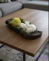 شمع گل دست ساز ظرف چوبی