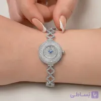 ساعت نقره زنانه صفحه نگین دار گرد کد 290