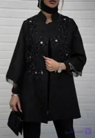 مانتو ژاکارد سنگدوزی مدل آستین النگویی