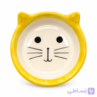 ظرف آب و غذا سرامیکی گربه پرس پت مدل 3 خط سایز کوچک