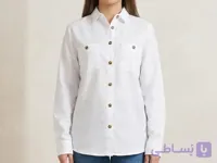شومیز لینن سفید طرح آفتاب کد 026