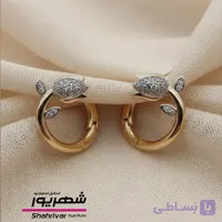 گوشواره زنانه حلقه ای طلایی و نقره ای گل لاله دور گوش ژوپینگ