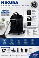 جاروبرقی سطلی نیکورا AVC213D 3600W