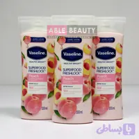 لوسیون بدن میوه ای هلو ویتامین E وازلین مدل superfood حجم 100 میل