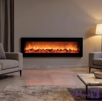 شومینه برقی مدرن دو‌ بعدی نما شیشه بدون گرمایش (نمایشی)