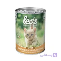 کنسرو بچه گربه مونژه طعم مرغ و بوقلمون Leos Kitten Chunkies With Chicken and Turkey با وزن 415 گرم