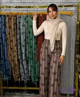شلوار نخی طرح دار شسته شده