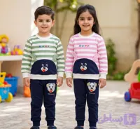 بلوز شلوار راه راه طرح هاپو کد 2134
