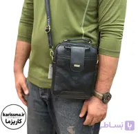 کیف مردانه دوشی چرم صنعتی متوسط جاکارتی دار