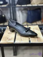 کفش چرمی زنانه پاپیونی چرم طبیعی گاوی پاشنه سه سانتی