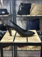 کفش زنانه مجلسی پاشنه پنج سانتی چرم طبیعی گاوی طرح لیزارد