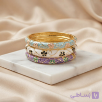 دستبند النگویی میناکاری آبی سفید بنفش