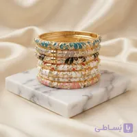 بنگل میناکاری رنگی ظریف نگین دار