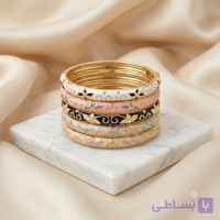 بنگل استیل میناکاری گلدار رنگی