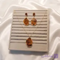ست گردنبند و گوشواره رزین عسلی