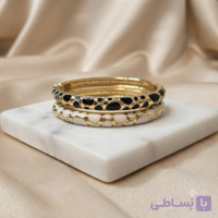 بنگل میناکاری پوست ماری سفید و مشکی