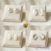 گوشواره حلقه ای استیل و رزین مرمری