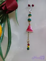 گیره روسری مجلسی یلدایی طرح هندوانه تک آویزه