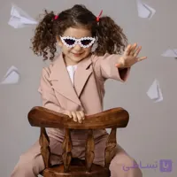 کت و شلوار دخترانه  با یقه انگلیسی و شلوار پیلی دار و جنس کرپ سوپر مازراتی