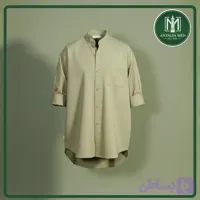 پیراهن کتان یقه دیپلمات مردانه – رنگ سبز زیتونی (وارداتی)