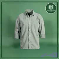 پیراهن کتان زاپ‌دار مردانه سبز دودی – وارداتی