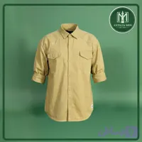پیراهن کتان زاپ‌دار مردانه کرم – وارداتی